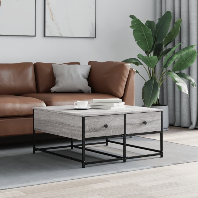 vidaXL Couchtisch Grau Sonoma 80x80x40 cm Holzwerkstoff vidaXL Couchtisch Grau Sonoma 80x80x40 cm Holzwerkstoff