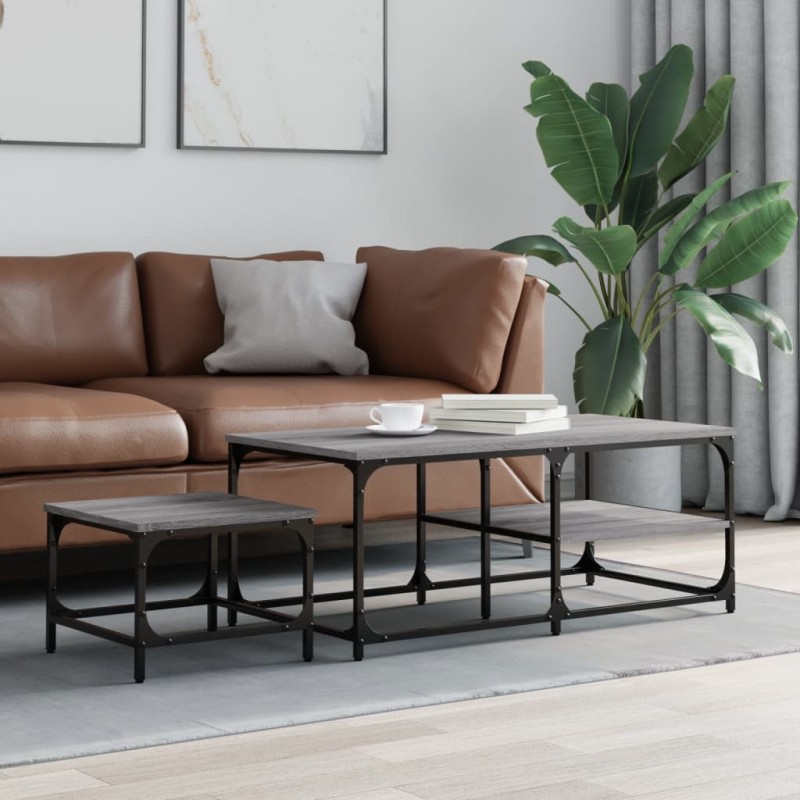 vidaXL Satztische 2 Stk. Grau Sonoma Holzwerkstoff vidaXL Satztische 2 Stk. Grau Sonoma Holzwerkstoff
