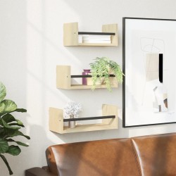 vidaXL 3-tlg. Wandregal-Set mit Stangen Sonoma-Eiche Holzwerkstoff