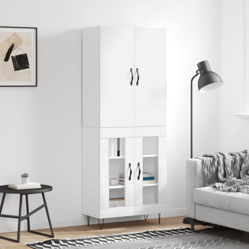 vidaXL Highboard Hochglanz-Weiß 69,5x34x180 cm Holzwerkstoff vidaXL Highboard Hochglanz-Weiß 69,5x34x180 cm Holzwerkstoff