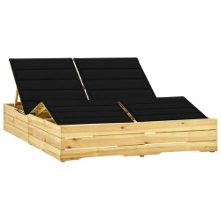 vidaXL Doppel-Sonnenliege mit Schwarzen Auflagen Kiefer Imprägniert