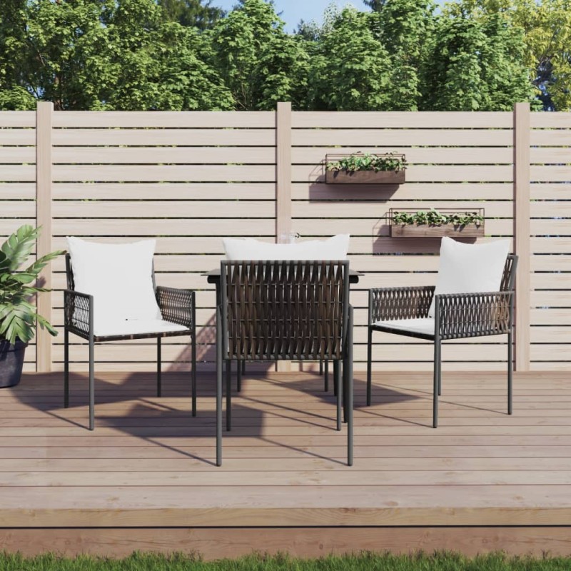 vidaXL Gartenstühle mit Kissen 4 Stk. Braun 54x61x83 cm Poly Rattan vidaXL Gartenstühle mit Kissen 4 Stk. Braun 54x61x83 cm Poly Rattan