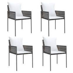 vidaXL Gartenstühle mit Kissen 4 Stk. Braun 54x61x83 cm Poly Rattan