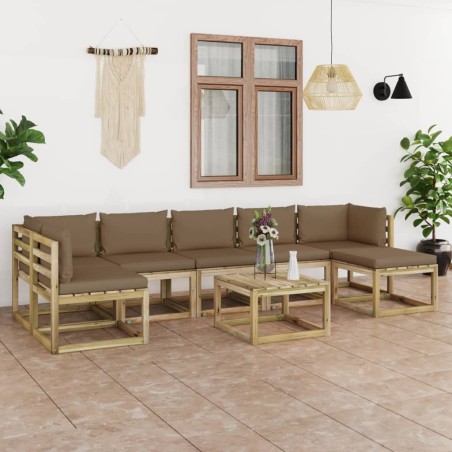 vidaXL 8-tlg. Garten-Lounge-Set mit Kissen Imprägniertes Kiefernholz