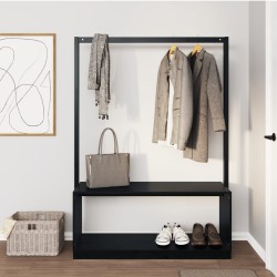 vidaXL Kleiderständer mit Schuhablage Schwarz 113x40x157,5 cm