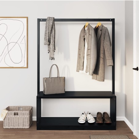 vidaXL Kleiderständer mit Schuhablage Schwarz 113x40x157,5 cm
