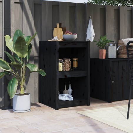 vidaXL Outdoor-Küchenschrank Schwarz 55x55x92 cm Massivholz Kiefer