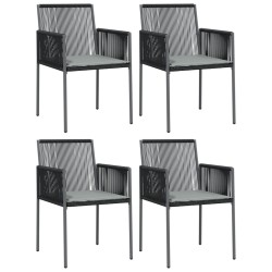 vidaXL Gartenstühle mit Kissen 4 Stk. Schwarz 54x60,5x83,5 cm
