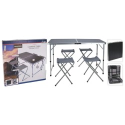 Redcliffs Campingtisch mit 4 Stühlen Klappbar 120x60x70 cm Grau