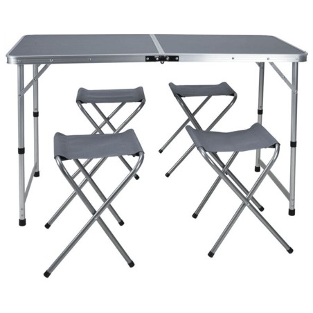 Redcliffs Campingtisch mit 4 Stühlen Klappbar 120x60x70 cm Grau