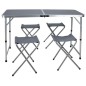Redcliffs Campingtisch mit 4 Stühlen Klappbar 120x60x70 cm Grau Redcliffs Campingtisch mit 4 Stühlen Klappbar 120x60x70 cm Grau