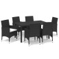 vidaXL 7-tlg. Garten-Essgruppe mit Kissen Poly Rattan Schwarz vidaXL 7-tlg. Garten-Essgruppe mit Kissen Poly Rattan Schwarz