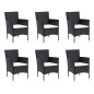 vidaXL 7-tlg. Garten-Essgruppe mit Kissen Poly Rattan Schwarz vidaXL 7-tlg. Garten-Essgruppe mit Kissen Poly Rattan Schwarz