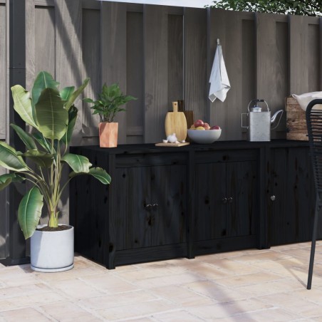 vidaXL Outdoor-Küchenschrank Schwarz 106x55x64 cm Massivholz Kiefer