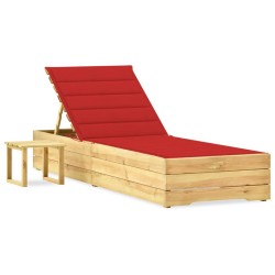 vidaXL Garten-Sonnenliege mit Tisch und Auflage Kiefer Imprägniert