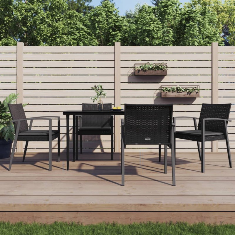 vidaXL Gartenstühle mit Kissen 4 Stk. Schwarz 56,5x57x83cm Poly Rattan vidaXL Gartenstühle mit Kissen 4 Stk. Schwarz 56,5x57x83cm Poly Rattan
