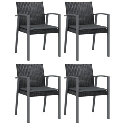 vidaXL Gartenstühle mit Kissen 4 Stk. Schwarz 56,5x57x83cm Poly Rattan