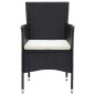 vidaXL 5-tlg. Garten-Essgruppe mit Kissen Poly Rattan Schwarz vidaXL 5-tlg. Garten-Essgruppe mit Kissen Poly Rattan Schwarz