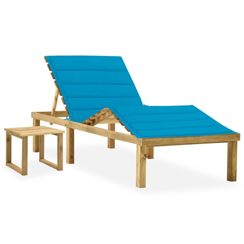 vidaXL Garten-Sonnenliege mit Tisch und Auflage Kiefer Imprägniert vidaXL Garten-Sonnenliege mit Tisch und Auflage Kiefer Imprägniert