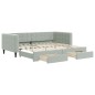 vidaXL Tagesbett Ausziehbar mit Schubladen Hellgrau 90x200 cm Samt vidaXL Tagesbett Ausziehbar mit Schubladen Hellgrau 90x200 cm Samt