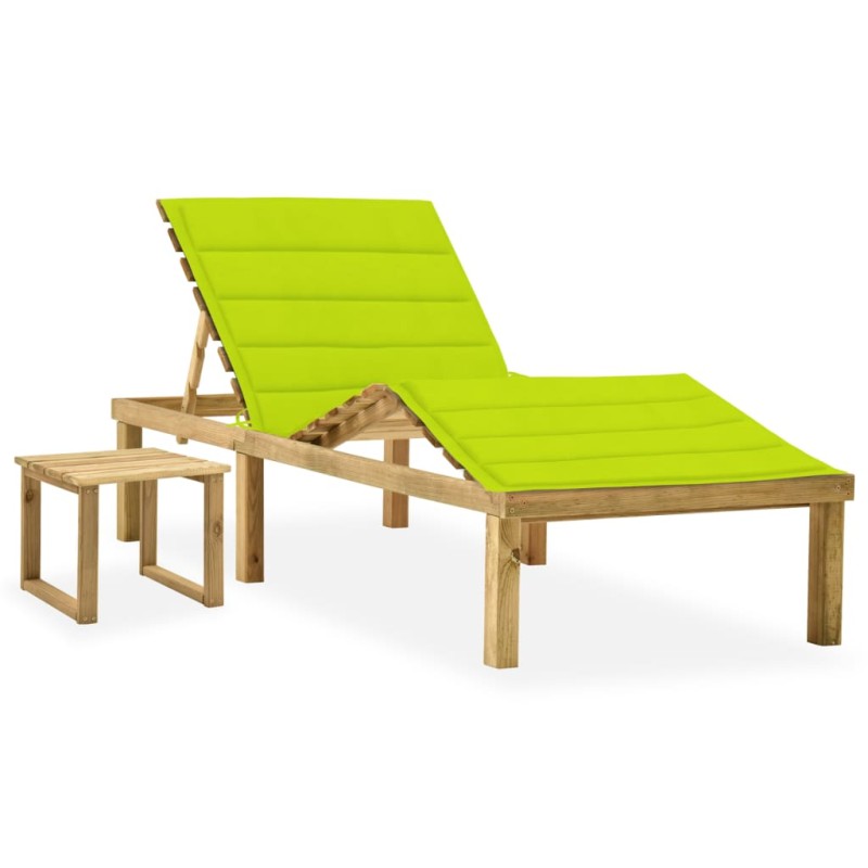 vidaXL Garten-Sonnenliege mit Tisch und Auflage Kiefer Imprägniert vidaXL Garten-Sonnenliege mit Tisch und Auflage Kiefer Imprägniert
