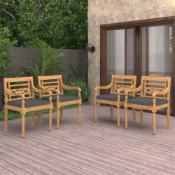 vidaXL Batavia-Stühle 4 Stk. mit Kissen Massivholz Teak