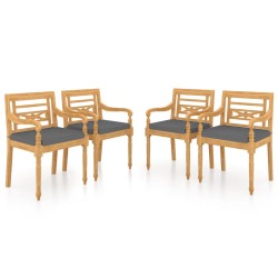 vidaXL Batavia-Stühle 4 Stk. mit Kissen Massivholz Teak