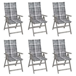 vidaXL Verstellbare Gartenstühle 6 Stk. mit Auflagen Massivholz Akazie
