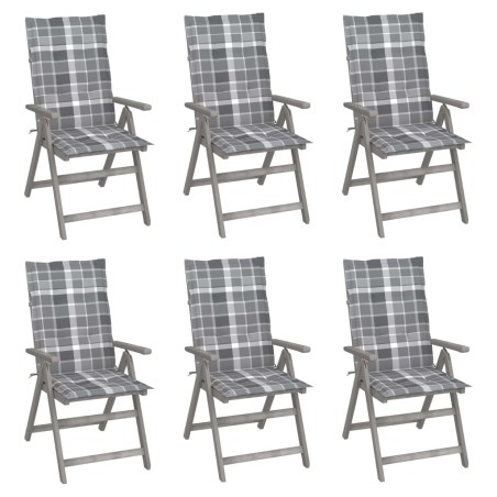 vidaXL Verstellbare Gartenstühle 6 Stk. mit Auflagen Massivholz Akazie