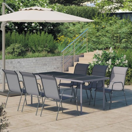 vidaXL 7-tlg. Garten-Essgruppe Stahl Anthrazit