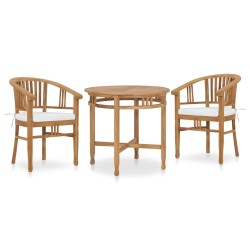 vidaXL 3-tlg. Garten-Essgruppe mit Sitzpolstern Teak Massivholz 