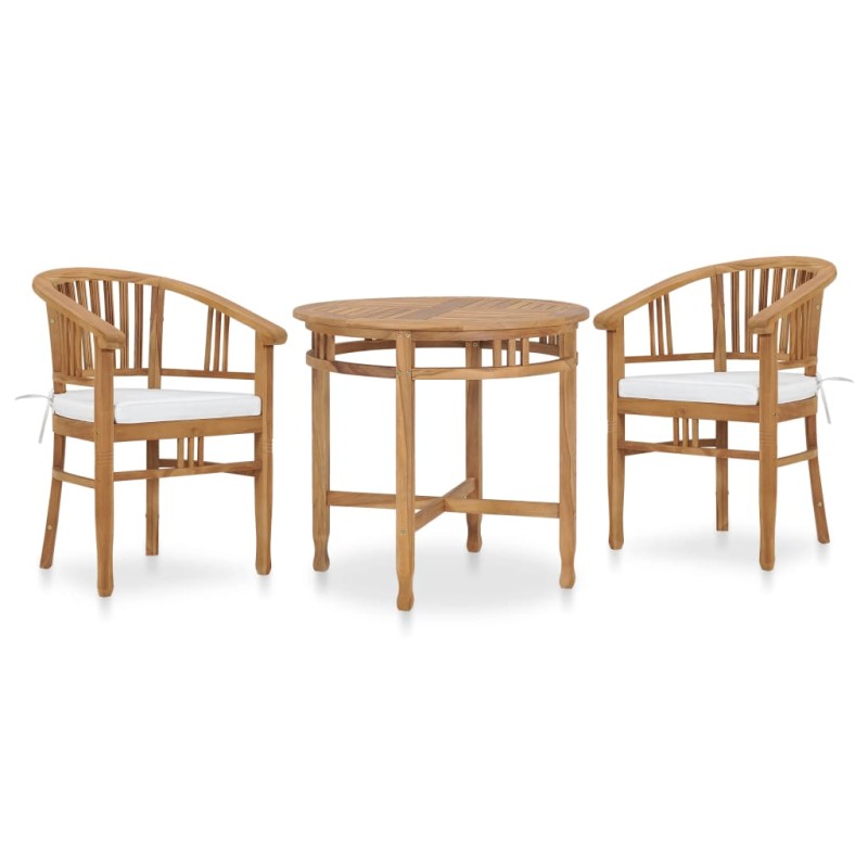 vidaXL 3-tlg. Garten-Essgruppe mit Sitzpolstern Teak Massivholz vidaXL 3-tlg. Garten-Essgruppe mit Sitzpolstern Teak Massivholz