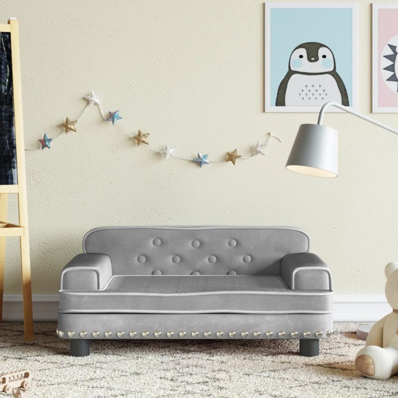 vidaXL Kindersofa Hellgrau 70x45x30 cm Samt vidaXL Kindersofa Hellgrau 70x45x30 cm Samt