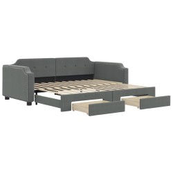 vidaXL Tagesbett Ausziehbar mit Schubladen Dunkelgrau 90x200 cm Stoff