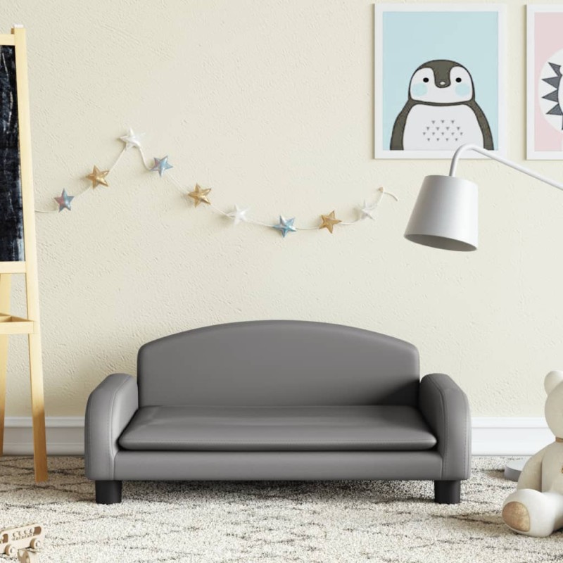 vidaXL Kindersofa Grau 70x45x30 cm Kunstleder vidaXL Kindersofa Grau 70x45x30 cm Kunstleder