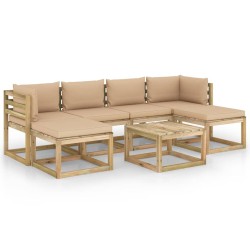 vidaXL 7-tlg. Garten-Lounge-Set mit Kissen Imprägniertes Kiefernholz