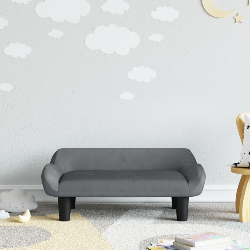 vidaXL Kindersofa Dunkelgrau 70x40x24 cm Samt vidaXL Kindersofa Dunkelgrau 70x40x24 cm Samt