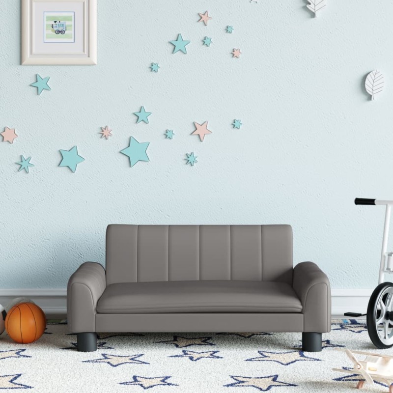 vidaXL Kindersofa Grau 70x45x30 cm Kunstleder vidaXL Kindersofa Grau 70x45x30 cm Kunstleder