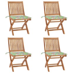vidaXL Klappbare Gartenstühle mit Kissen 4 Stk. Massivholz Teak
