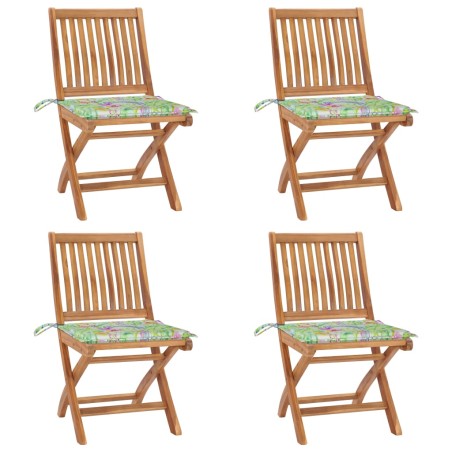 vidaXL Klappbare Gartenstühle mit Kissen 4 Stk. Massivholz Teak