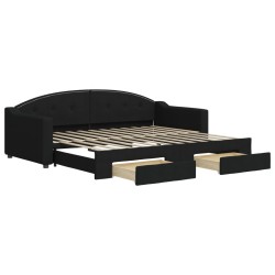 vidaXL Tagesbett Ausziehbar mit Schubladen Schwarz 90x200 cm Stoff