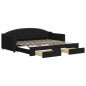 vidaXL Tagesbett Ausziehbar mit Schubladen Schwarz 90x200 cm Stoff vidaXL Tagesbett Ausziehbar mit Schubladen Schwarz 90x200 cm Stoff