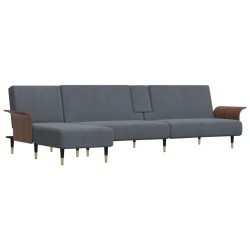 vidaXL Schlafsofa in L-Form Dunkelgrau 279x140x70 cm Samt