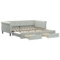 vidaXL Tagesbett Ausziehbar mit Schubladen Hellgrau 100x200 cm Samt vidaXL Tagesbett Ausziehbar mit Schubladen Hellgrau 100x200 cm Samt