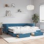 vidaXL Tagesbett Ausziehbar mit Schubladen Blau 90x200 cm Samt vidaXL Tagesbett Ausziehbar mit Schubladen Blau 90x200 cm Samt