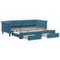 vidaXL Tagesbett Ausziehbar mit Schubladen Blau 90x200 cm Samt vidaXL Tagesbett Ausziehbar mit Schubladen Blau 90x200 cm Samt