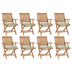 vidaXL Klappbare Gartenstühle mit Kissen 8 Stk. Massivholz Teak