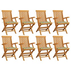 vidaXL Gartenstühle mit Blattmuster-Kissen 8 Stk. Massivholz Teak