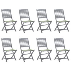 vidaXL Klappbare Gartenstühle 8 Stk. mit Kissen Massivholz Akazie