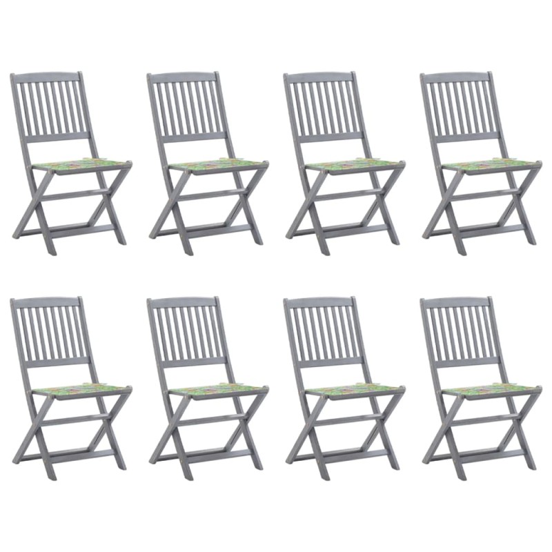 vidaXL Klappbare Gartenstühle 8 Stk. mit Kissen Massivholz Akazie vidaXL Klappbare Gartenstühle 8 Stk. mit Kissen Massivholz Akazie